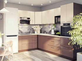 Модульная кухня Классика (ваниль/шоколад) в Красной Сибири - krasnaya-sibir.mebel-nsk.ru | фото